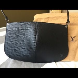 LV Pochette Demi Line Black Epi Leather Clutch